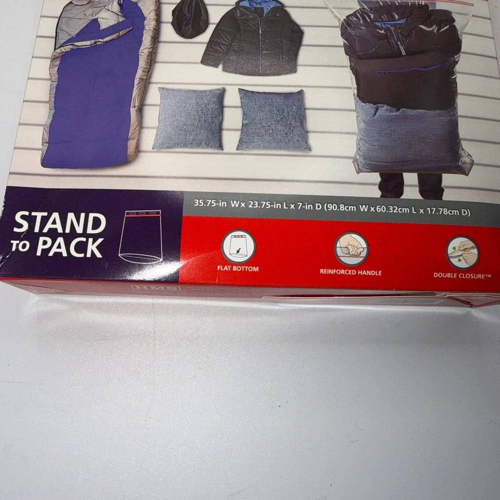 Hefty Jumbo 3 Pack Storage Carry Bags Clear Stand to Pack Home Organization NEW